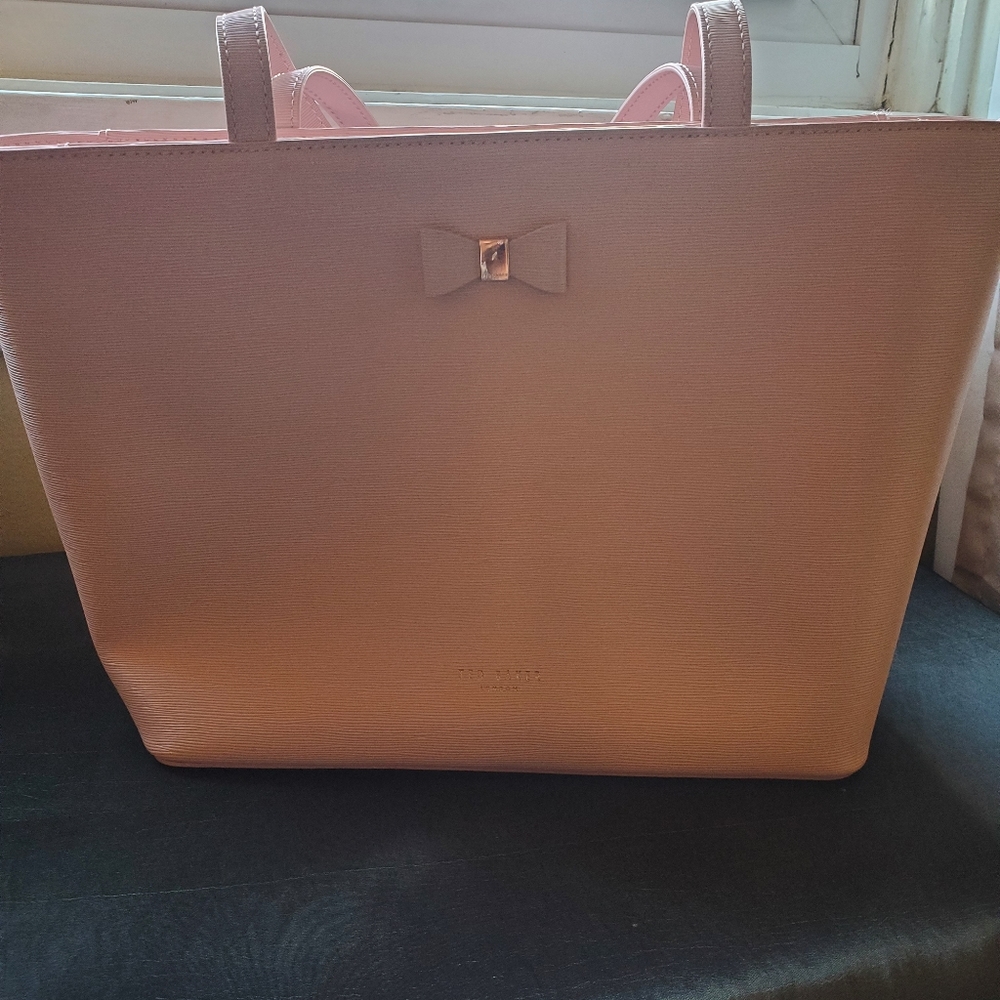 Pink Ted Baker leater tote with inner clutch